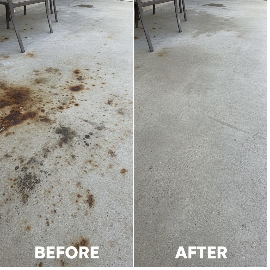 Before and after pressure washing